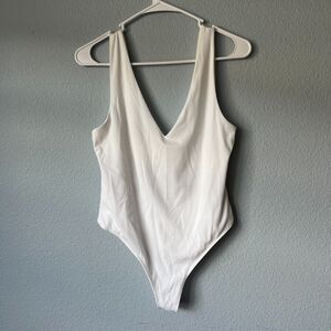 House of Harlow 1960 Ribbed White Bodysuit Size Large